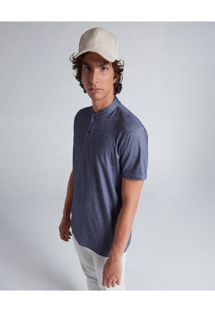 Polo Para Hombre Cuello Mao  Color Azul  Marca Seven Seven #45110743
