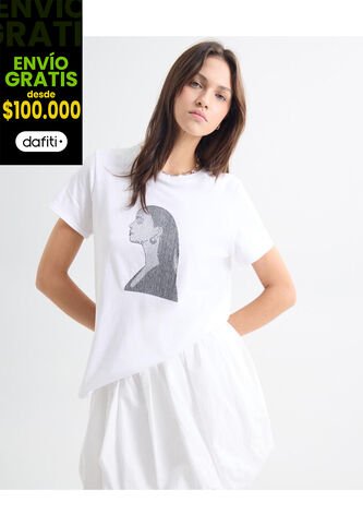 Camiseta Para Mujer Manga Corta Cuello Redondo Color Crudo Marca Seven Seven #28096205 Seven Seven