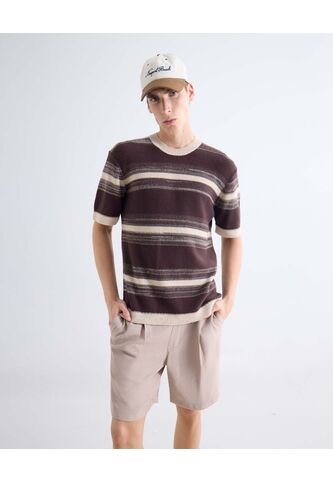 Camiseta En Tricot  Para Hombre Café Seven Seven Seven Seven