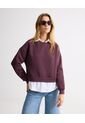 Buzo Cuello Camisa Integrado  Para Mujer Vino Seven Seven de Seven Seven
