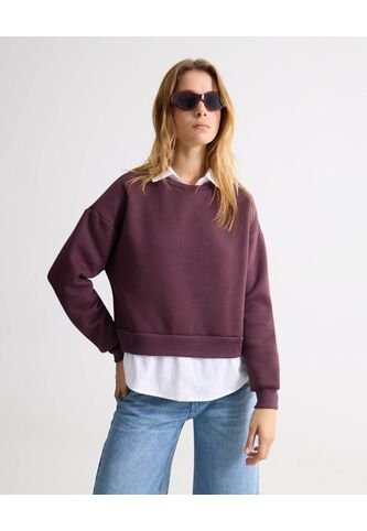 Buzo Cuello Camisa Integrado  Para Mujer Vino Seven Seven Seven Seven