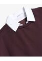 Buzo Cuello Camisa Integrado  Para Mujer Vino Seven Seven de Seven Seven