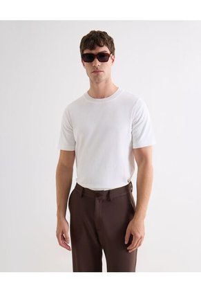 Camiseta De Punto Con Cuello Mao  Para Hombre Crudo Seven Seven