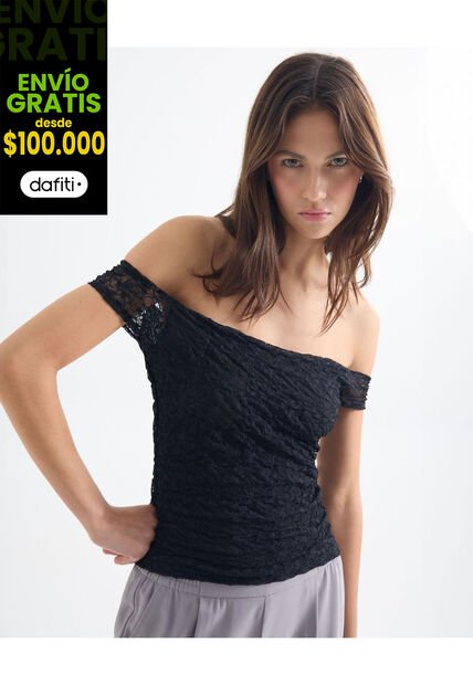 Camiseta Para Mujer Manga Corta Cuello Redondo Color Negro Marca Seven Seven #28096231