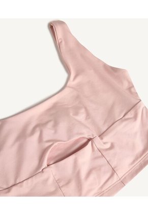 Camiseta  Tipo Crop Manga Sisa Con Cut Out  Para Mujer Rosa Seven Seven