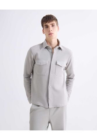 Sobrecamisa Con Bolsillos Frontales  Para Hombre Gris Seven Seven Seven Seven