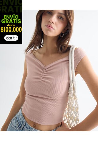 Camiseta Para Mujer Manga Corta Moda Color Rosa  Marca Seven Seven #28096130 Seven Seven