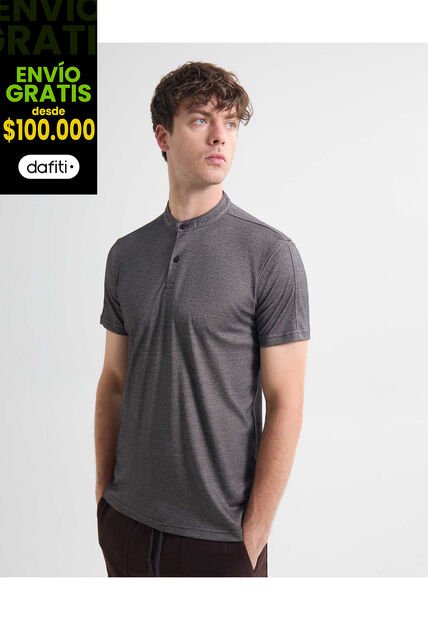 Polo Para Hombre Cuello Mao  Color Gris  Marca Seven Seven #45110883