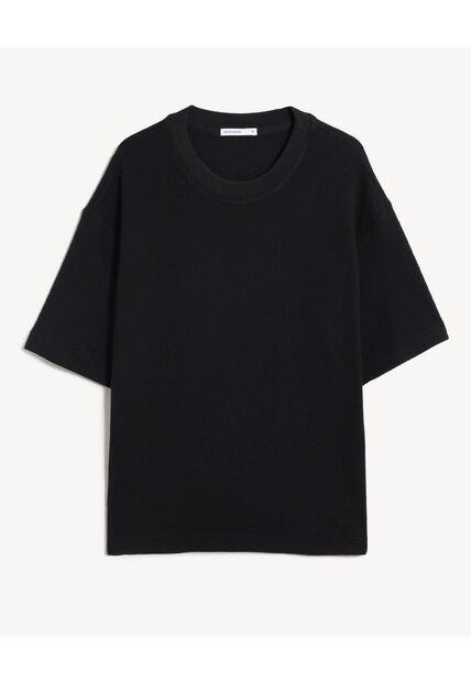 Camiseta Oversize Texturizada  Para Hombre Negro Seven Seven