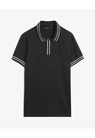 Polo Relaxed Con Contrastes  Para Hombre Negro Seven Seven Seven Seven