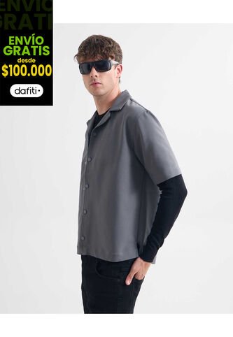 Camisa Para Hombre Manga Corta Cuello Resort Color Gris  Marca Seven Seven #45012078 Seven Seven