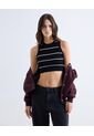 Top Tejido Crop Cuello Redondo  Para Mujer Negro Seven Seven de Seven Seven
