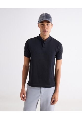 Polo Regular Cuello Mao  Para Hombre Negro Seven Seven Seven Seven