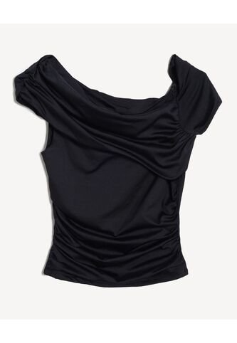 Camiseta Escote Asimetrico  Para Mujer Negro Seven Seven Seven Seven