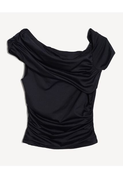 Camiseta Escote Asimetrico  Para Mujer Negro Seven Seven