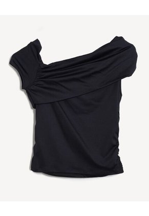 Camiseta Escote Asimetrico  Para Mujer Negro Seven Seven