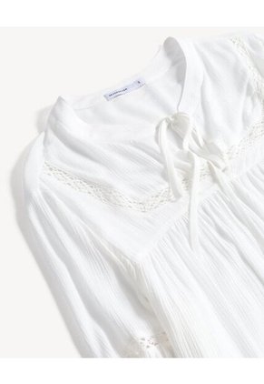 Blusa Fluida Ajustable  Para Mujer Blanco Seven Seven