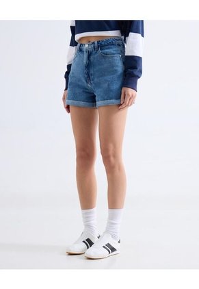 Short Mom Tono Oscuro  Para Mujer Azul Seven Seven