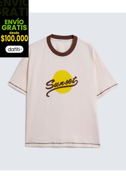 Camiseta Para Mujer Manga Corta Cuello Redondo Color Arena Marca Seven Seven #28096139