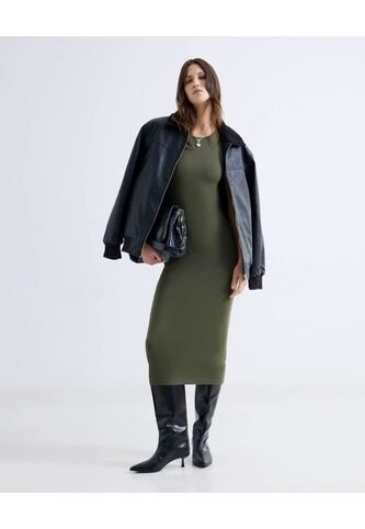 Vestido Midi Ajustado  Para Mujer Verde Seven Seven Seven Seven