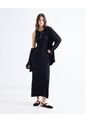 Vestido Largo Acanalado  Para Mujer Negro Seven Seven de Seven Seven