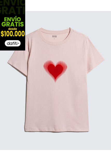 Camiseta Para Mujer Manga Corta Color Rosa  Marca Seven Seven #28096080