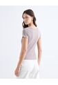 Camiseta Acanalada Escote Amplio  Para Mujer Gris Seven Seven de Seven Seven