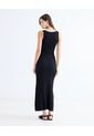 Vestido Largo Acanalado  Para Mujer Negro Seven Seven de Seven Seven
