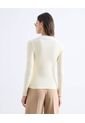 Camiseta Acanalada Cuello Polo  Para Mujer Crema Seven Seven de Seven Seven