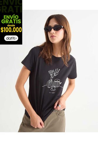 Camiseta Para Mujer Manga Corta Cuello Redondo Color Negro Marca Seven Seven #28096207 Seven Seven