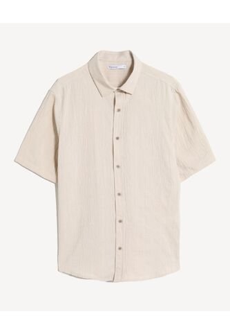 Camisa Regular Texturizada  Para Hombre Beige Seven Seven Seven Seven