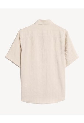 Camisa Regular Texturizada  Para Hombre Beige Seven Seven
