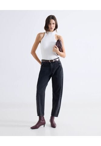 Jean Barrel Tono Negro  Para Mujer Negro Seven Seven Seven Seven