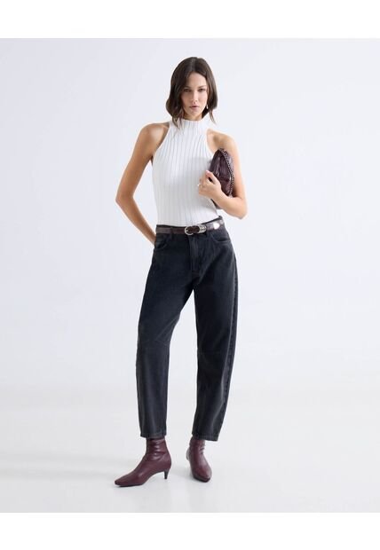 Jean Barrel Tono Negro  Para Mujer Negro Seven Seven
