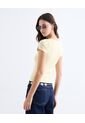 Camiseta Acanalada Escote Amplio  Para Mujer Amarillo Seven Seven de Seven Seven