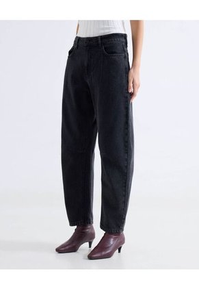 Jean Barrel Tono Negro  Para Mujer Negro Seven Seven