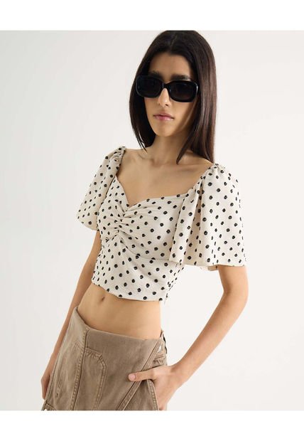 Blusa Para Mujer Manga Corta Color Beige Marca Seven Seven #28124025
