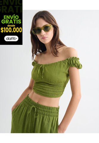 Blusa Para Mujer Manga Corta Color Verde Claro Marca Seven Seven #28124009 Seven Seven