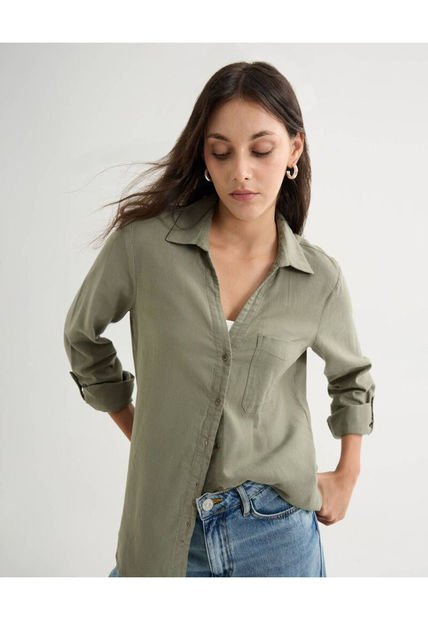 Blusa Para Mujer Manga Larga Color Verde Marca Seven Seven #28124019