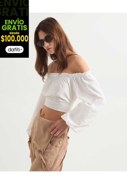 Blusa Para Mujer Manga Larga Color Crudo Marca Seven Seven #28124000