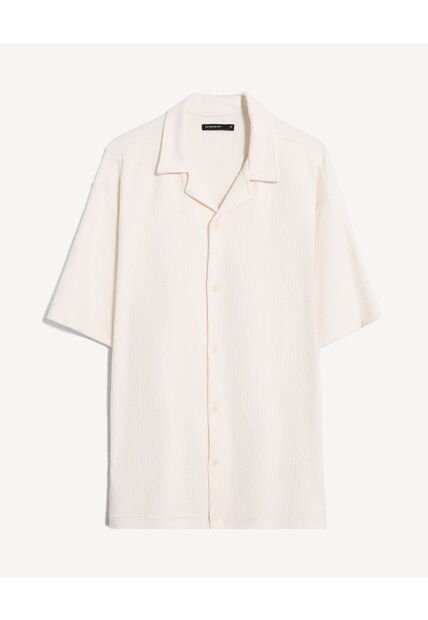Camisa Resort Texturizada  Para Hombre Marfil Seven Seven