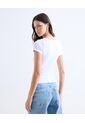 Camiseta Acanalada Escote Amplio  Para Mujer Blanco Seven Seven de Seven Seven