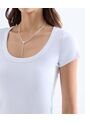 Camiseta Acanalada Escote Amplio  Para Mujer Blanco Seven Seven de Seven Seven