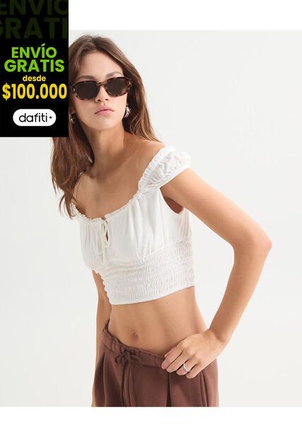 Blusa Para Mujer Manga Corta Color Crudo Marca Seven Seven #28124008