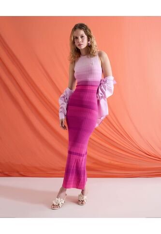 Vestido Largo En Tricot  Para Mujer Rosa Seven Seven Seven Seven