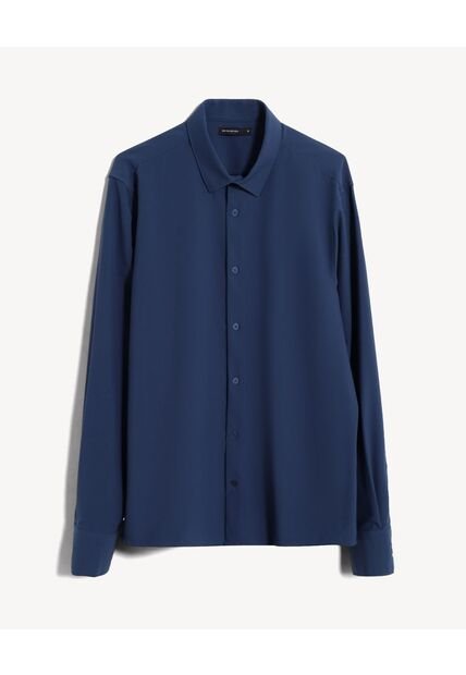 Camisa Stretch Cuello Gales  Para Hombre Azul Seven Seven