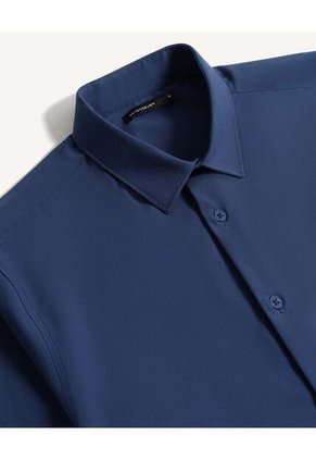 Camisa Stretch Cuello Gales  Para Hombre Azul Seven Seven