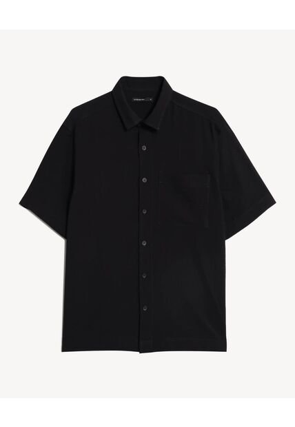 Camisa  Para Hombre Manga Corta Con Bolsillo Cuello C Color Negro Marca Seven Seven #45012242