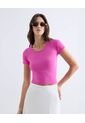 Camiseta Ajustada Manga Corta  Para Mujer Rosado Seven Seven de Seven Seven