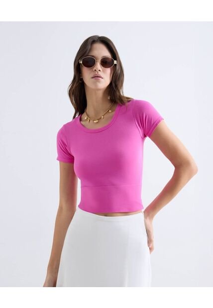 Camiseta Ajustada Manga Corta  Para Mujer Rosado Seven Seven
